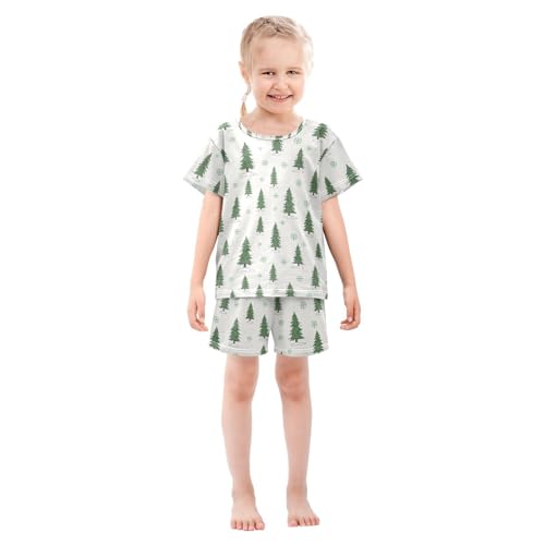Pajama Short Sets Winter Trees Snow Pattern Soft Cotton Summer Sleepwear 2 Piece PJS Size 5-14T4