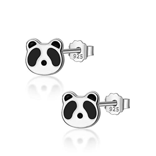 Boucles d'oreilles panda en argent 925 sterling pour femmes et filles