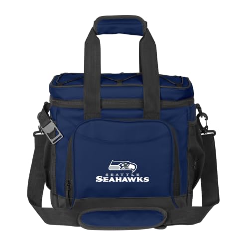 FANMATS NFL Seattle Seahawks 24 Can Flex Cooler — Leak-Proof Lining | 24 Can Capacity | Built-in Bottle Opener | Team Color