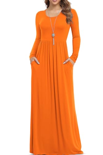 Image of VIISHOW Women's Long Sleeve Loose Plain Maxi Dresses Casual Long Dresses with Pockets