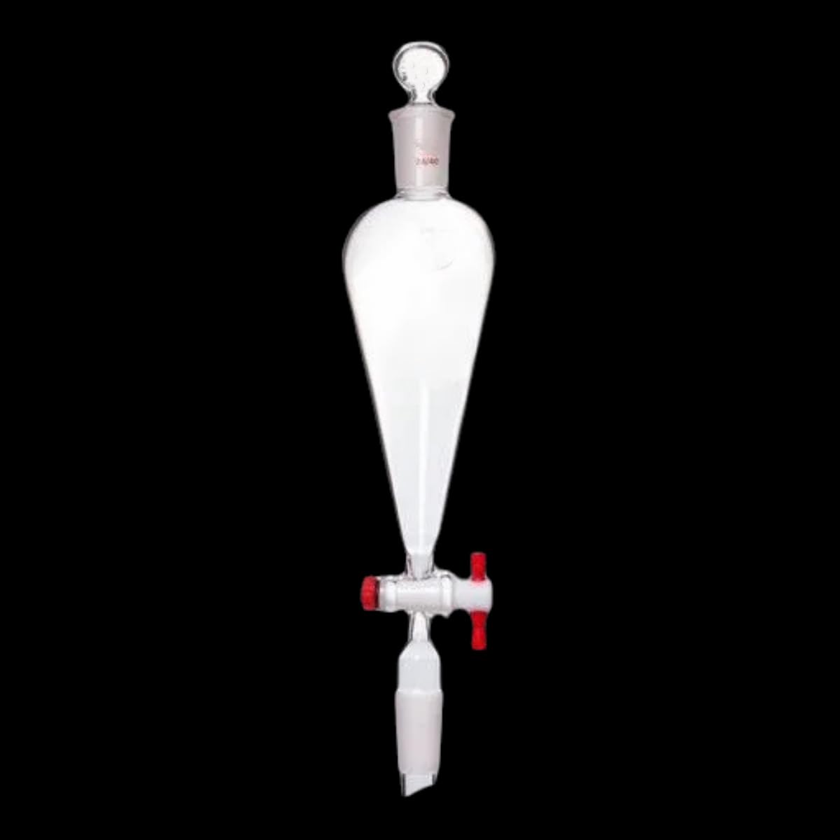 Embudo de decantación de vidrio de borosilicato con juntas 24/40, capacidad de 125 ml/250 ml, llave de paso y tapón de PTFE.(Glass Stopper 250ml)
