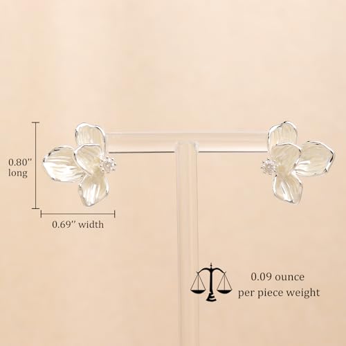 Jean Beau Flower Leaf Pearl Stud Earrings for Women, Statement Cluster CZ Earring Gold Plated Sterling Silver Wedding Prom Fashion Jewelry Gift3