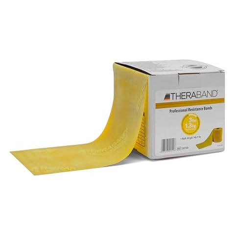 THERABAND Resistance Bands, 50 Yard Roll Professional Latex Elastic Band For Upper & Lower Body & Core Exercise, Physical Therapy, Pilates, At-Home Workouts, & Rehab, Yellow, Thin, Level 2 Cover