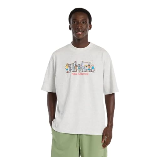 Camiseta Masculina New Balance Ghica Line Up Oversized, Cinza Claro Mescla, G