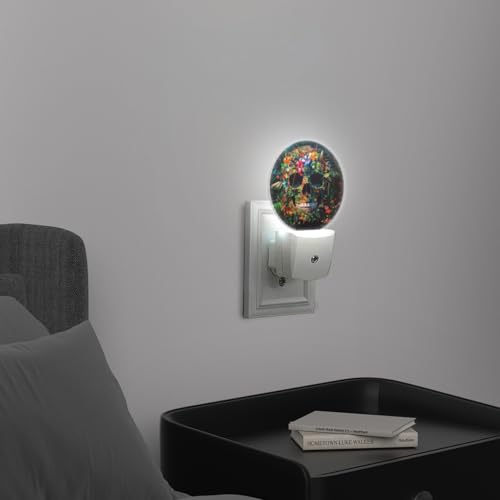 Image of LED Night Lights Lamp with Dusk to Dawn Sensor, Exquisite Tropical - Flowered Skeleton Night Light Plug Into Wall for Kids Room, Bedroom, Bathroom, Kitchen, Hallway