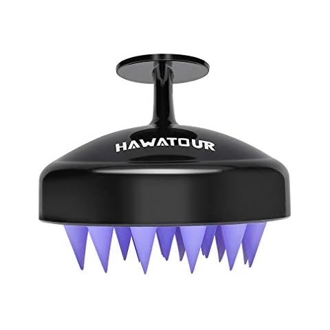 HAWATOUR Hair Scalp Massager, Scalp Care Shampoo Brush with Soft Silicon Massager, Head Massager Hair Care Tool for Women Men Kid for All Hair Types, Black Cover