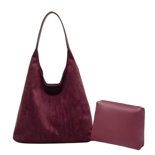 Suede Tote Bag for Women, Suede Purse,Stylish Large Capacity Work handbag, Suede Hobo Shoulder Bag for Daily Use