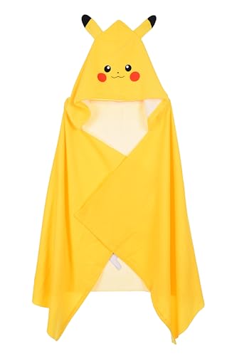 Pokémon Serviette à Capuche pour Enfant Pikachu, Jaune, 70 x 140 cm, Taille Unique