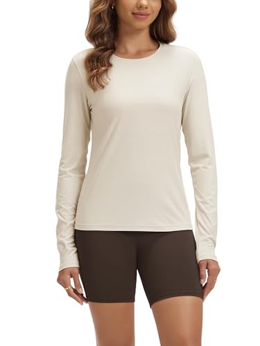 Image of ODODOS Women's Long Sleeve T-Shirt - Ultra Soft odSTRATUM Tech Performance Top UPF 50+ Breathable Crew Neck Pullover