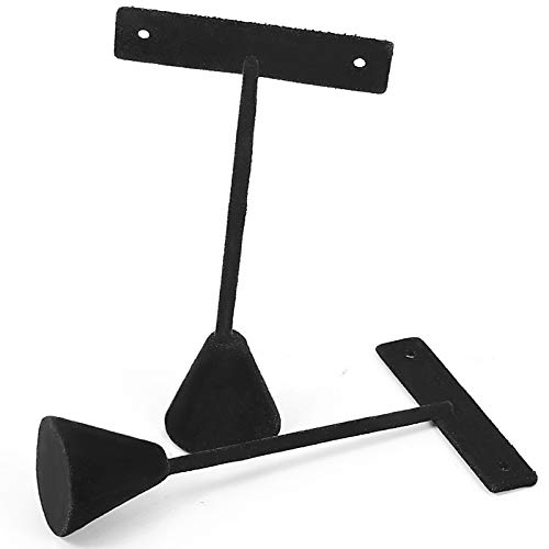 ZEONHEI 6 PCS 4.73 Inch T Stand Earring Holder, Black Velvet Earring Display T Shape Organizer, Metal T Bar Earring Display Stand for Selling, Showcase Display, Jewelry Trade Show - Thumbnail 6