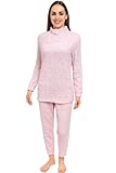 GARGIX Pigiama Donna Molto Caldo Pile Maglia E Pantalone S M L XL Invernale (IT, Testo, L, Regular, Regular, L, PKD-0015/Rosa)