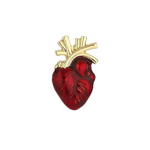 MEDFOLY Anatomical Red Enamel Heart Pin Cardiology Brooch Medical Badge for Cardiologists Heart Doctor Nurses Medicine Students