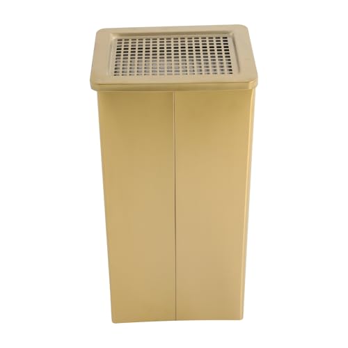 Qgnaewnoyj Trash Can Indoor Outdoor Black Stainless Steel, 12.2 * 9.8 * 24 inCommercial Garbage Can Industrial Garbage Enclosure Inside Cabinet with Lid Waste Container, Gold