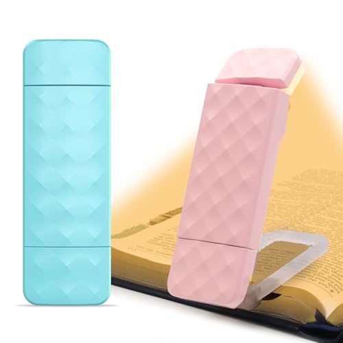 Image of UPIHO 2PCS Book Lights for Reading at Night, Reading Accessories with Rechargeable USB Light Blue and Pink Book Light,Perfect Stocking Stuffers Gifts for Book Lovers