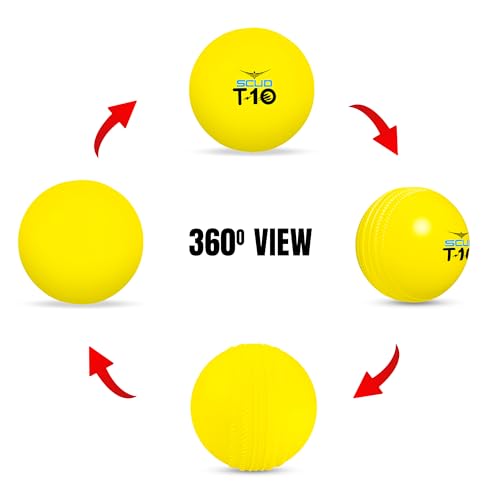 Image of SCUD T10 PVC Wind Ball for Practice | Indoor & Outdoor Soft Training Cricket Ball for Coaching & Daily Practice | Lightweight 80-85 g Durable PVC Construction (Pack of 3pc Balls, Neon Yellow)