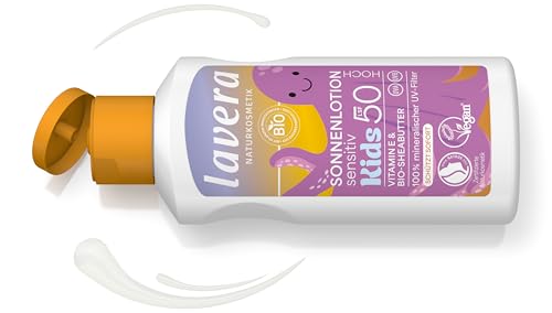 lavera Sonnenlotion Sensitiv KIDS LSF 50 - Sonnencreme für Kinder - ohne chemische UV-Filter - für sensible Haut - wasserfest - vegan - Naturkosmetik - 100 ml