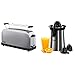 Russell Hobbs 21396-56 Adventure - Tostadora, Ranura Larga Y Ancha, Para 2 Rebanadas, Acero Inoxidable + Classics 22760-56 - Exprimidor De Zumo Eléctrico, 60 W, Acero Inoxidable, Gris