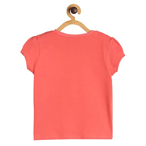 Image of miniklub Baby Round Neck Cap Sleeve Knitted Cotton Coral Color Top (18-24M)