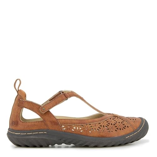 Image of JBU Women's Daffodil Comfortable Adjustable Casual T-Strap Memory Foam APMA Accepted Mary Jane Walking Flat