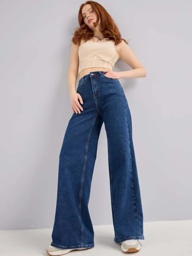 Image of KOTTY Women's Straight Fit High Rise Denim Jeans Trendy Comfortable Stylish Fashion