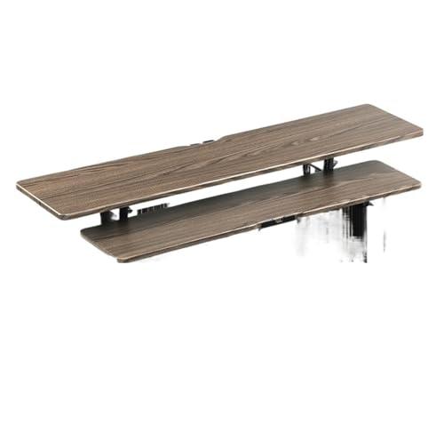 Support de moniteur double couche design bois sombre et robuste