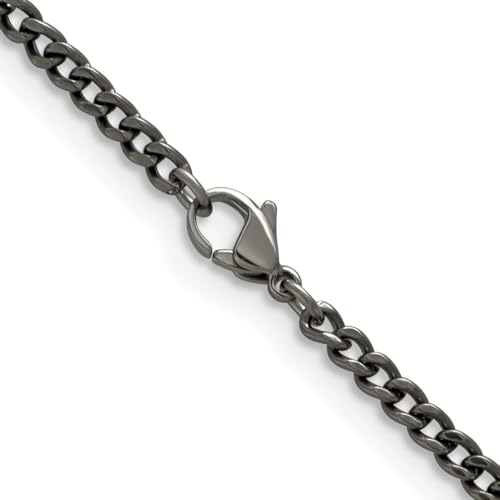 Titanium Polished 3.5mm Curb Chain Necklace 18" to 24"2
