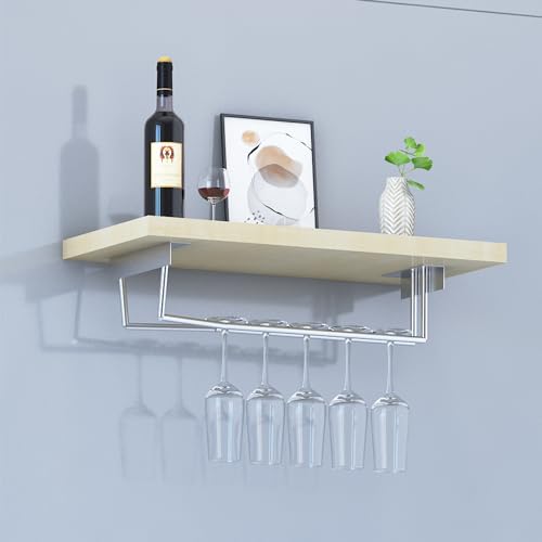 Image of Klaxon Premium Under Cabinet Wine Glass Holder - Space-Saving, Upside-Down Storage for Home, Mini Bar & Pub, Stainless Steel Hanging Rack Organizer (Single Line - Pack of 1, Silver)