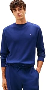 Tommy Hilfiger Sweat Homme Waffle avec Col Ras-du-Cou, Bleu (Preppy Navy), L