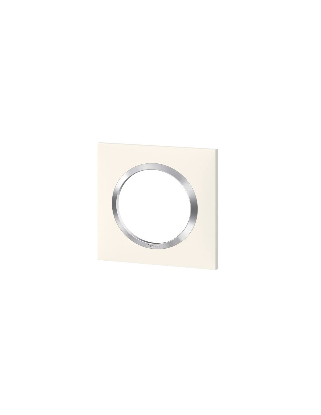 LEGRAND - Square dooxie plate - Finishing plate for dooxie sockets and switches - Made in France - 1 switch - Chrome effect ring - Matte white