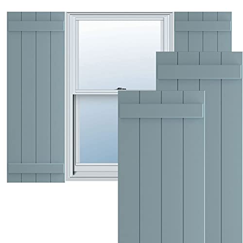 Ekena Millwork 21 1/2"W x 51"H True Fit PVC Four Board Joined Board-n-Batten Shutters, Peaceful Blue (Per Pair - Hardware Not Included)