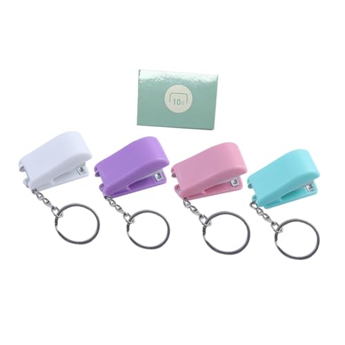 OATIPHO Portable Mini Book Stapler Key Ring 5 Colorful Staplers and Staples Set, Compact Paper Stapling Tool for Office, School, and Home Use