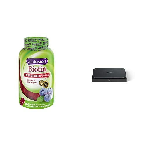 Vitafusion Extra Strength Biotin Gummy Vitamins, 100 ct + Amazon Dash Smart Shelf (Small - 7