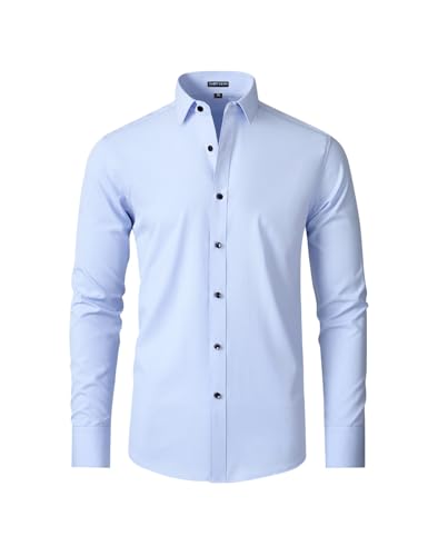 Casey Kevin Chemises pour Hommes Habillées Business Formelle Chemise Boutonnées Manches Longues Casual Regular Fit