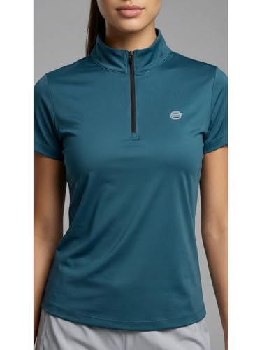 Image of PUMP'D Dry Fit Women's Half Zip Activewear Synthetic Regular Fit T-Shirt | Gym & Yoga