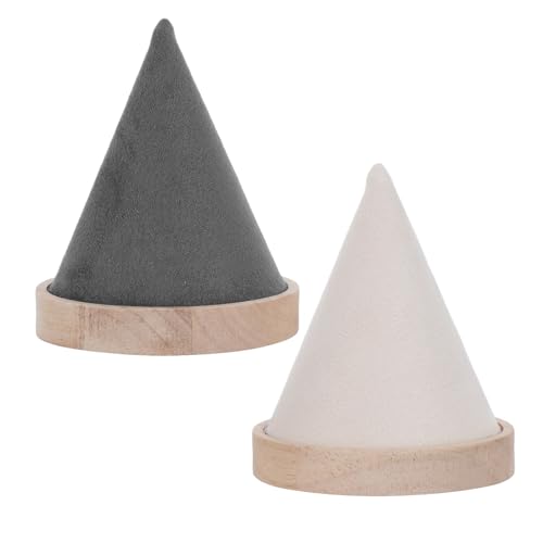 TOPPERFUN Soportes de Exhibición Cónicos para Pulseras y Relojes 2 Piezas en Gris y Beige, Organizadores de Joyas de Mesa para Tienda y Tocador, Estantes Estables para Exhibición y Venta