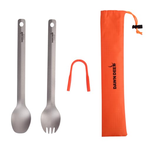 3-in-1-Titanium-Backpacking-Utensils-Long-Spoon-Spork-and-Tongs 3-in-1 Titanium Backpacking Utensils, Long Spoon, Spork and Tongs - Image 1