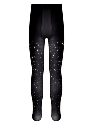 Kids Girls Glittery Rhinestones Dance Tights Stretchy Ballet Pantyhose Mesh Footed Leggings4