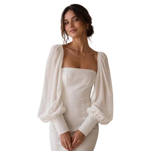 Ivory Detachable Chiffon Sleeves for Women, Long...