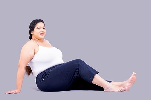 Image of CUPID Woman's Plus Size Plain Cotton Half Pant, 3 /4th Sports n Casual Night Short Pant, Knee Length Indoor n Outdoor Capris for Ladies