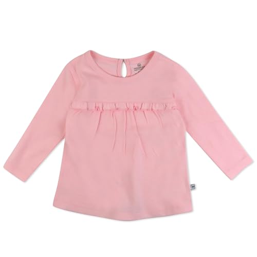 HonestBaby 3-Pack Long Sleeve Babydoll Top with Gathered Yoke 100% Organic Cotton for Infant Baby Girls, Delicate Floral Pink2