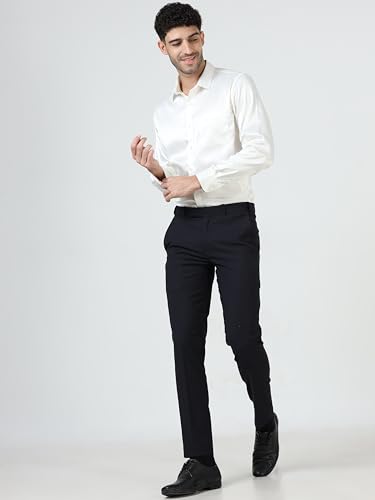 Image of Mc Henry Men's Solid Techno Flex 2-inch Waist Expandable Premium Luxurious Wrinkle Free Slim Fit Trousers