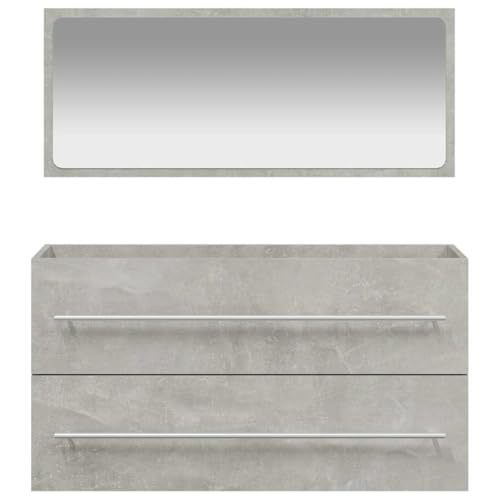 Muebles de baño completos con espejo y armario en madera gris 6