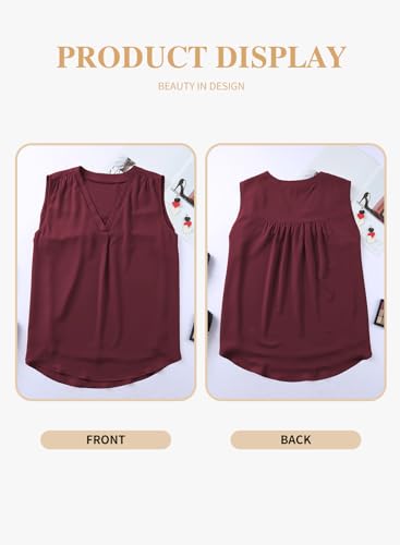 Image of Eytino Womens Plus Size Tank Tops Summer Sleeveless V Neck Casual Loose Chiffon Blouse Office Work Shirts(1X-5X)