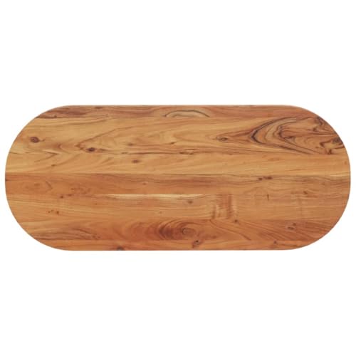 vidaXL Tischplatte, Holzplatte Holztischplatte Oval, Möbelplatte Platte für Beistelltisch Bartisch, Massivholzplatte Schreibtischplatte Ersatzplatte, 140x60x3,8cm Massivholz Akazie