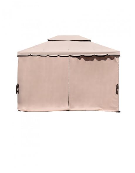 Yellowshop - Gazebo in alluminio da Giardino con zanzariere e Teli antipioggia richiudibili Beige - Fortaleza (Mt 3x3)