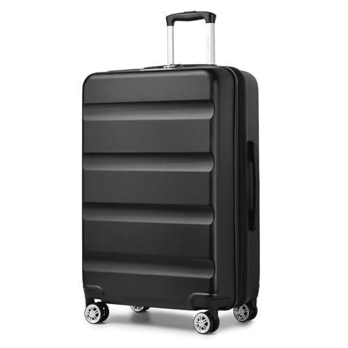 Kono 28" Grand Valise | Serrures TSA | Bagage Extensible avec 4 Roues Silencieuses à Double Rotation | Léger et Durable (Noir,75x47.5x29.5cm)