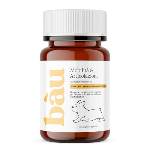 Bau Integratore Articolazioni Cane Anziano, Condroprotettori Cane Anche e Gomiti, Migliora Mobilità e Rinforza le Articolazioni con Condroitina, Glucosamina e Cozza Verde, Compresse per Cani Anziani