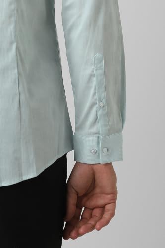 Image of Peter England Men's Slim Fit Full Sleeve Pin-Striped Formal Shirt | Cotton-Rich | Wonder Fabric | Pin Point Oxford