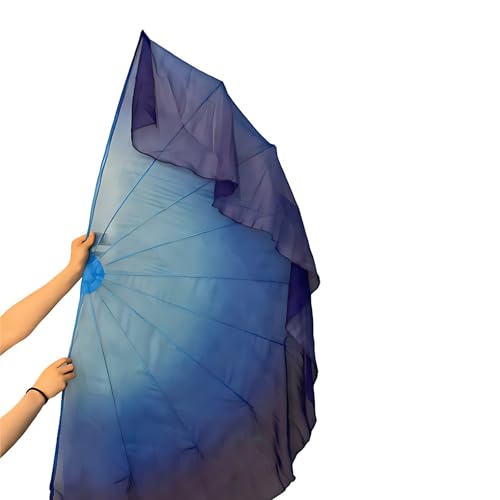 Voile éventail en mousseline de soie 85cm fluide pour danse du ventre et mouvements aériens 2PCS
