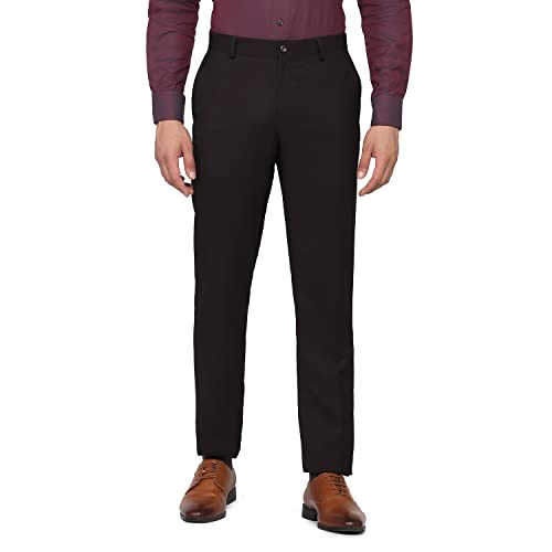 Image of blackberrys Structured Polyester Viscose Slim Fit Men's Work Wear Trousers